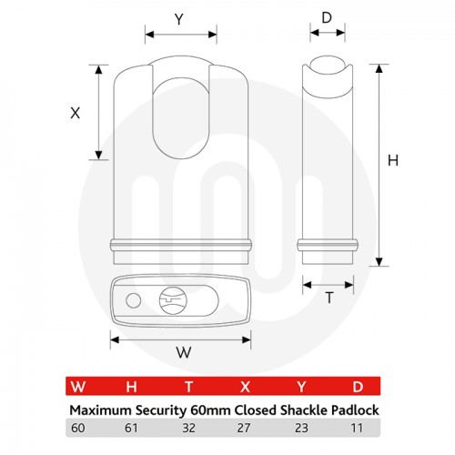 lock ERA Professional Maximum Security Sliding Rectangular Shackle